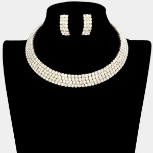 iLLASPARKZ 4-Row crystal Rhinestone Banded Open Choker Necklace
