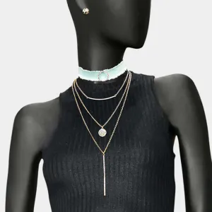 iLLASPARKZ 4PCS - Fabric Choker Geometric Pendant Necklaces