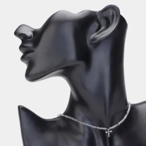 iLLASPARKZ CZ Stone Embellished Cross Pendant Faceted Beaded Choker Necklace