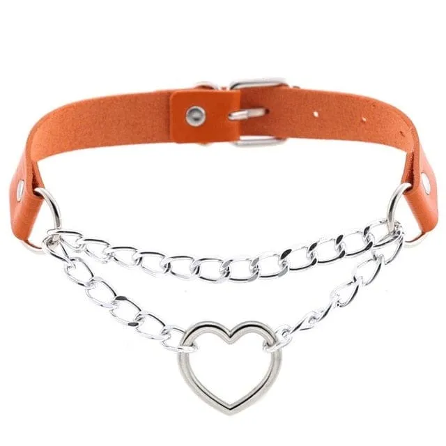 Kawaii Goth Heart Chain Choker | 16 Colours