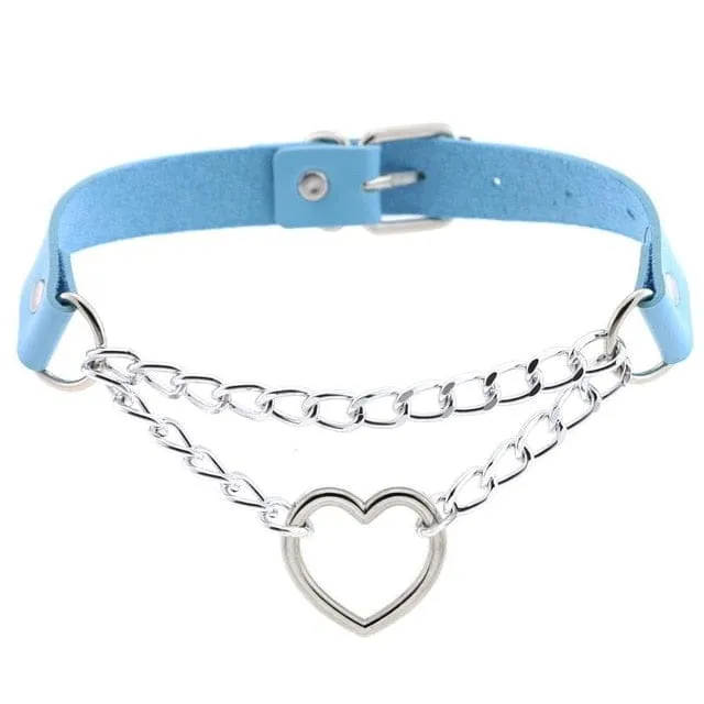 Kawaii Goth Heart Chain Choker | 16 Colours