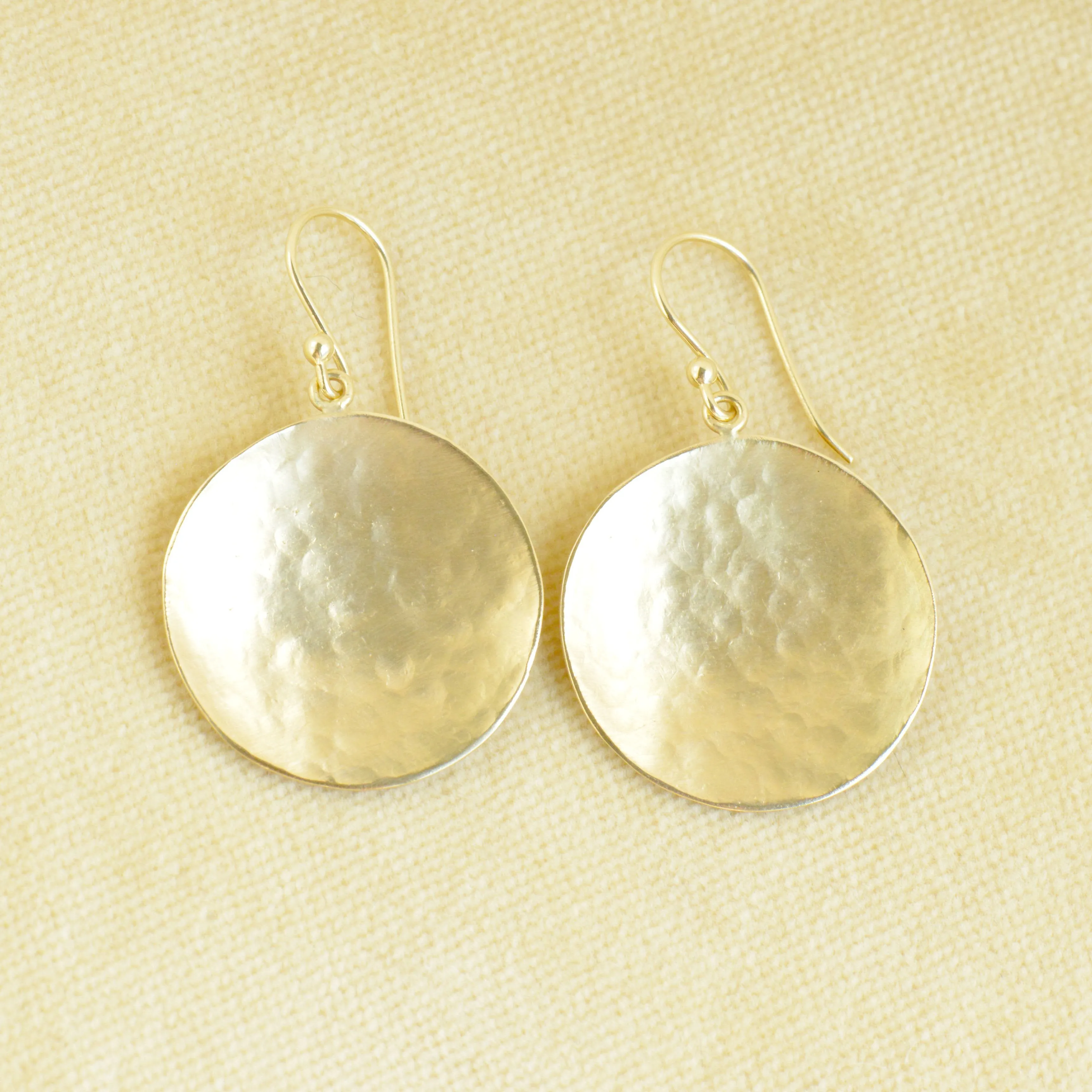Large Hammered Disc Hook Earrings