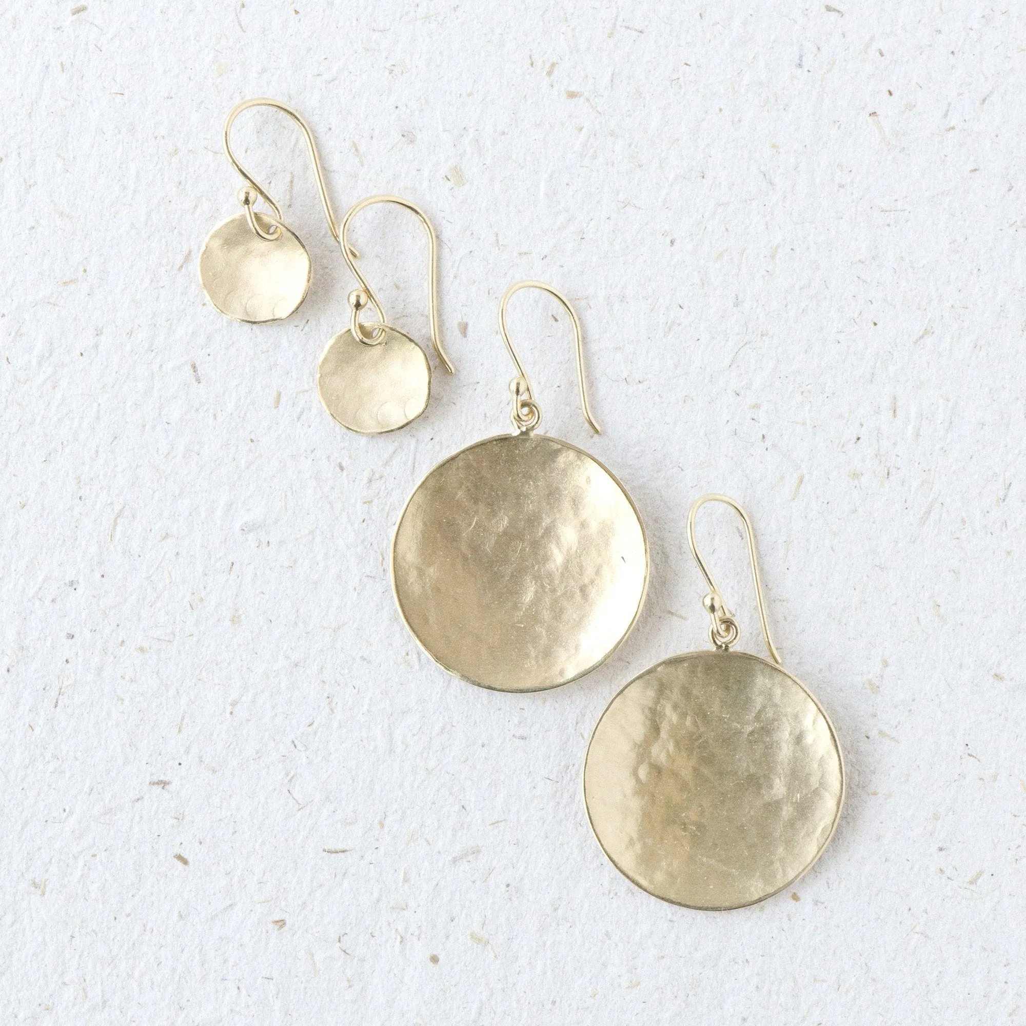 Large Hammered Disc Hook Earrings