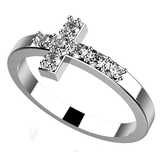MD1013: Cross ring with Swarovski zirconia