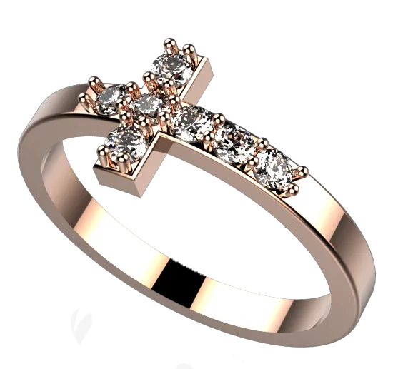 MD1013: Cross ring with Swarovski zirconia