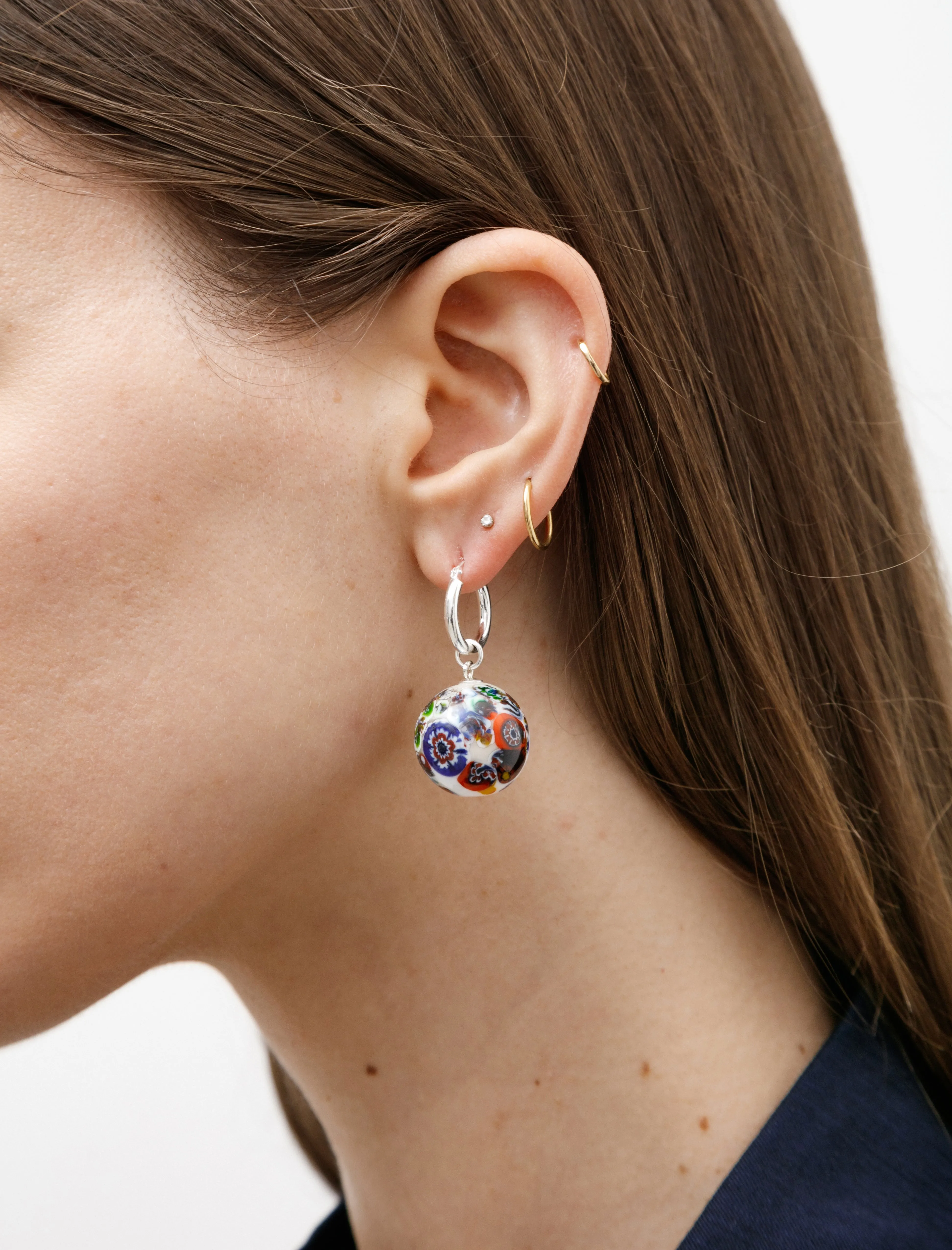 Millefiori Earrings White