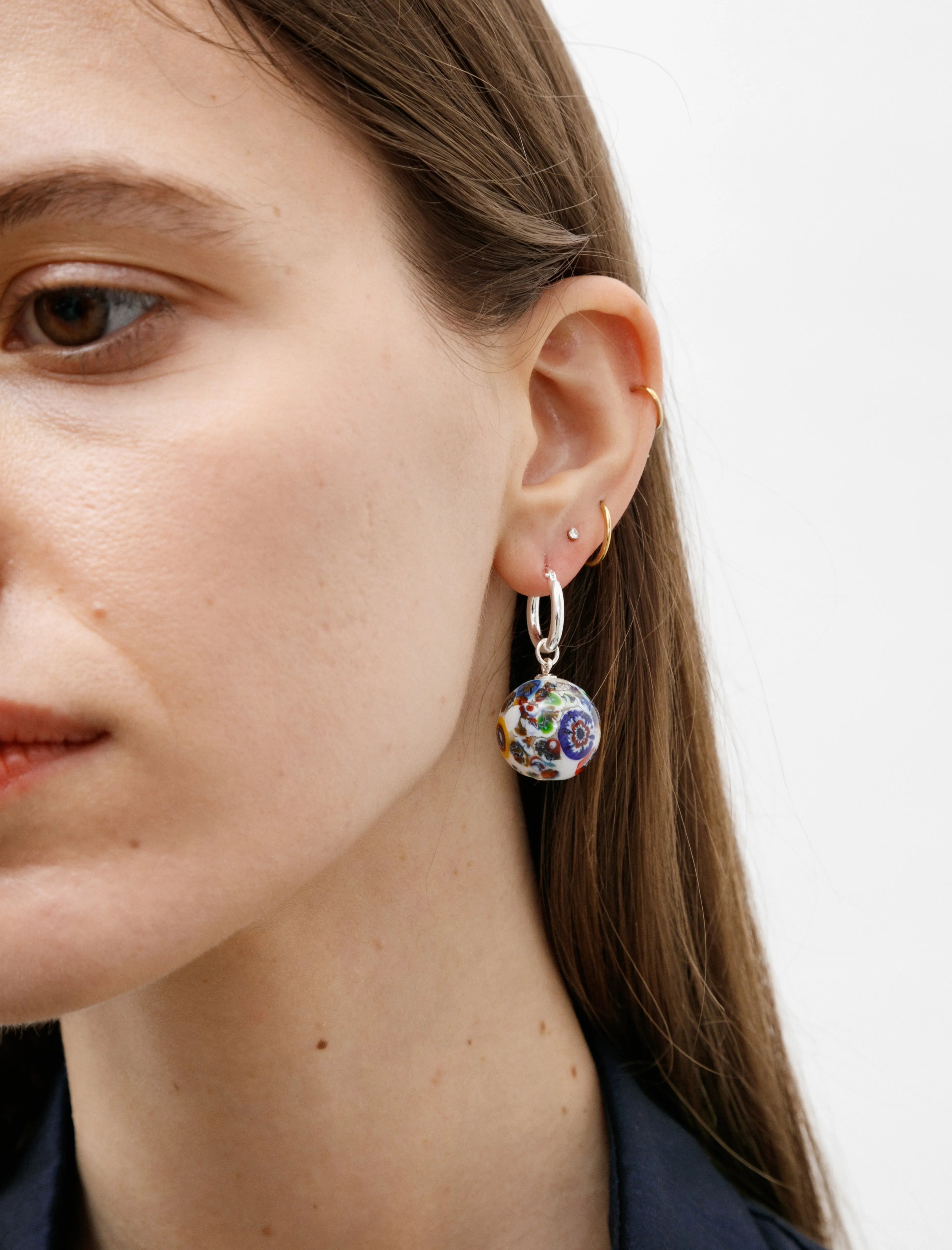 Millefiori Earrings White