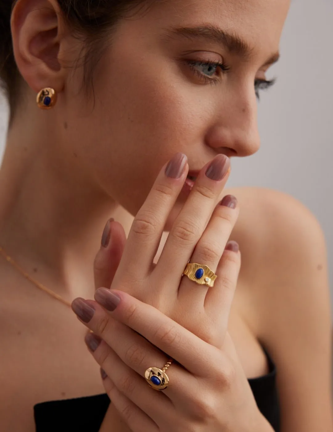 Oval Glossy Lapis Lazuli Ring