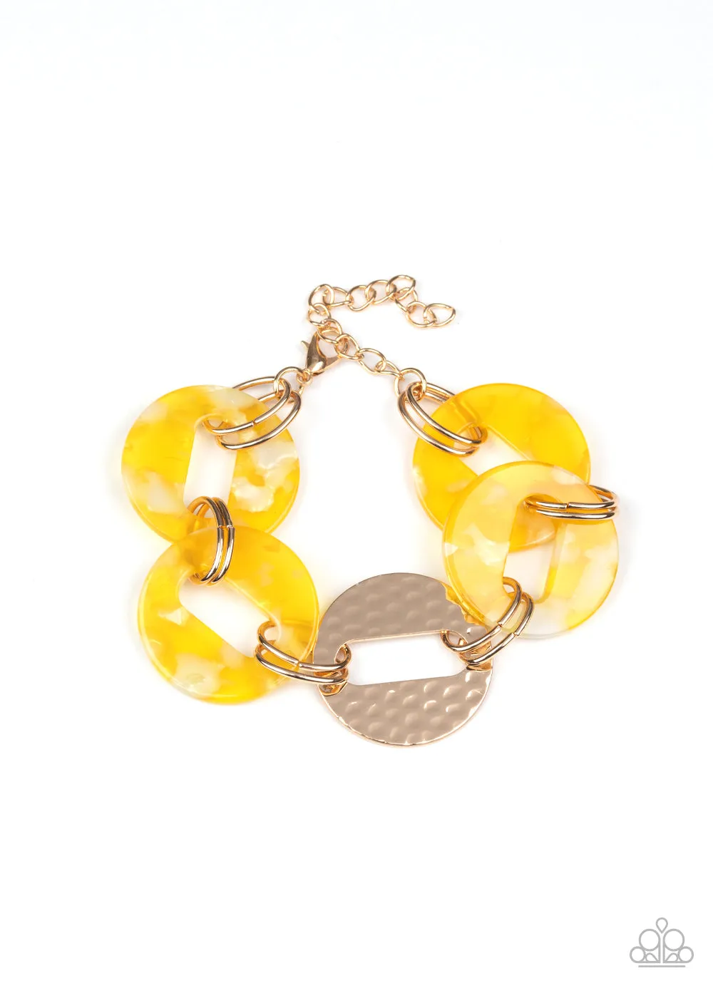 Paparazzi Retro Recharge - Yellow Acrylic Bracelet