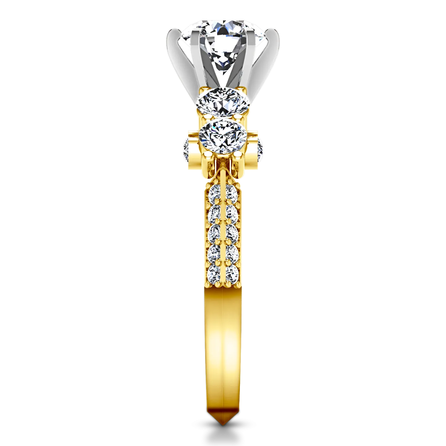 Pave Engagement Ring Regal 14K Yellow Gold