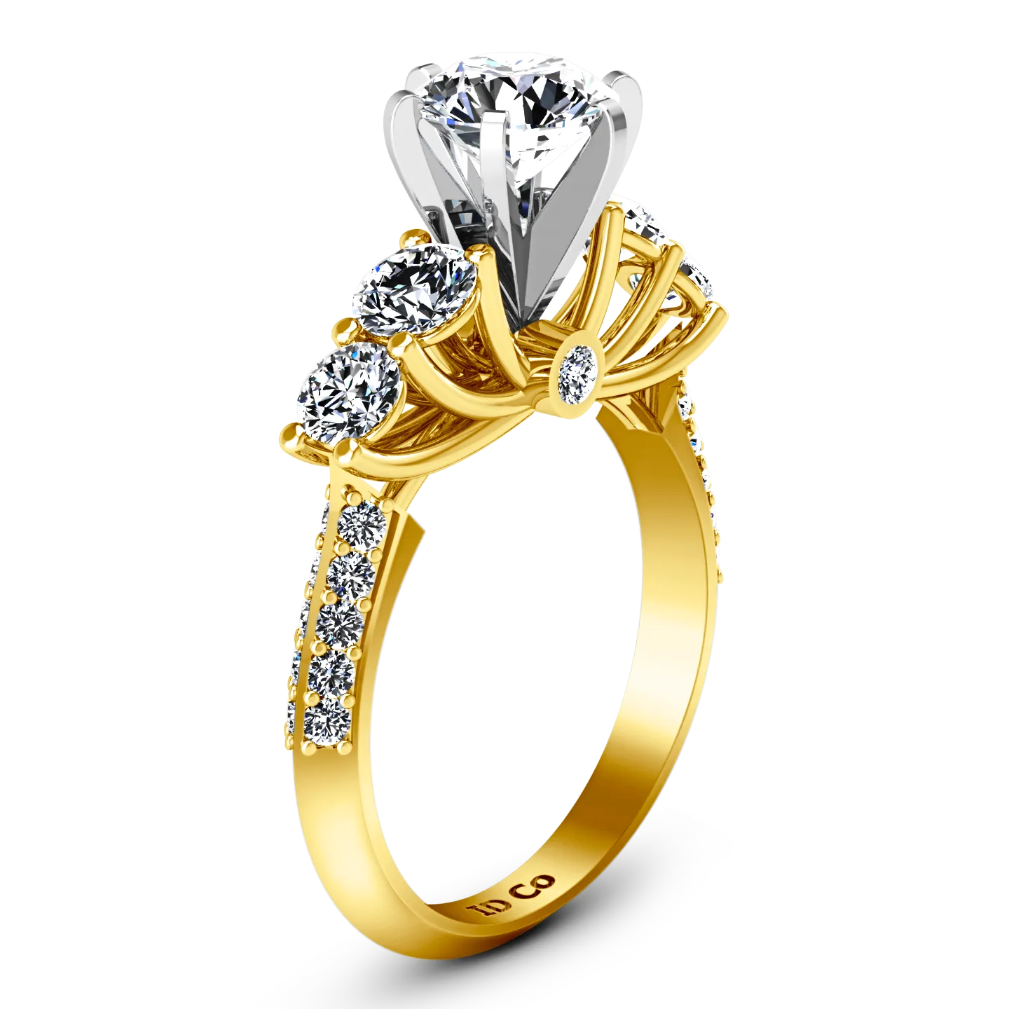 Pave Engagement Ring Regal 14K Yellow Gold