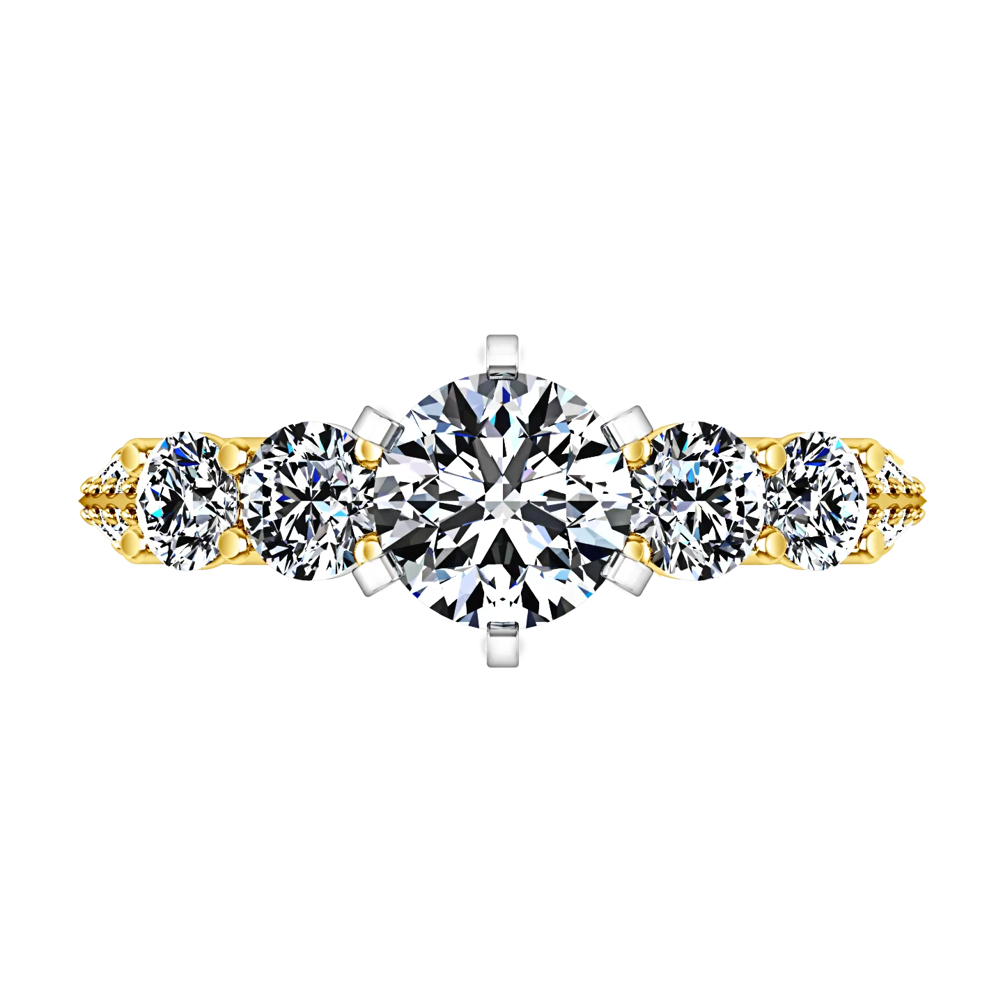 Pave Engagement Ring Regal 14K Yellow Gold
