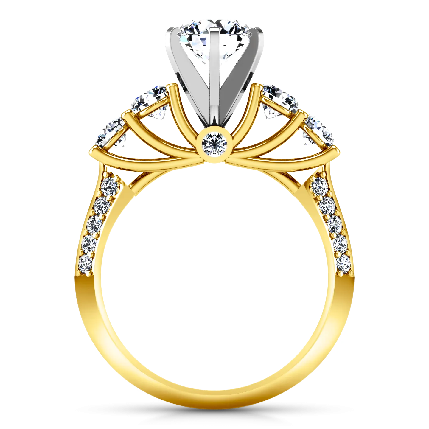 Pave Engagement Ring Regal 14K Yellow Gold
