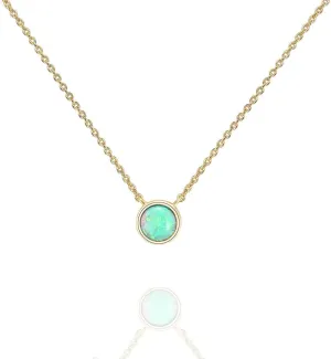 PAVOI 14K Gold Plated Opal Pendant Necklaces for Women | Created Opal Cubic Zirconia Dainty Necklace | Butterfly Round Triangle Antler Bar Pendants