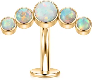 PEAKLINK G23 Titanium Belly Button Jewelry - 14G Flat Bottom Floating Curved Barbell Navel Ring - 8/10/12/14mm Piercing for Women