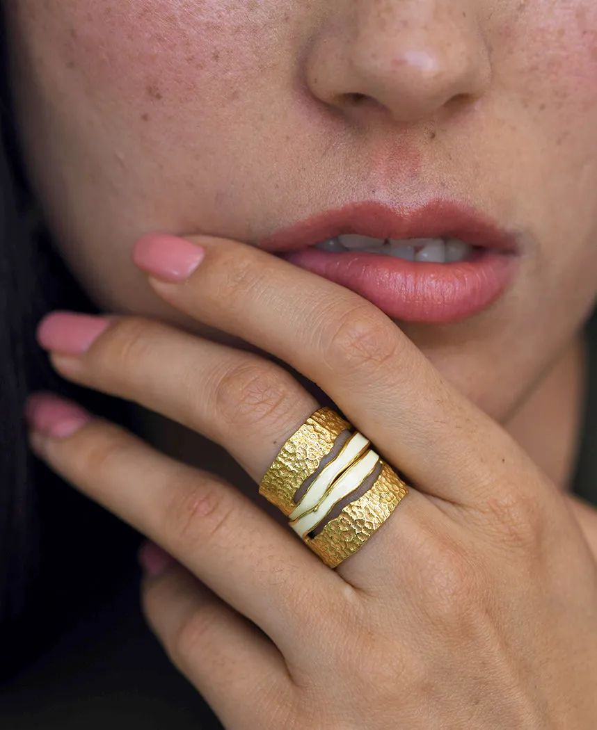 Pearl Enamel Ring Set