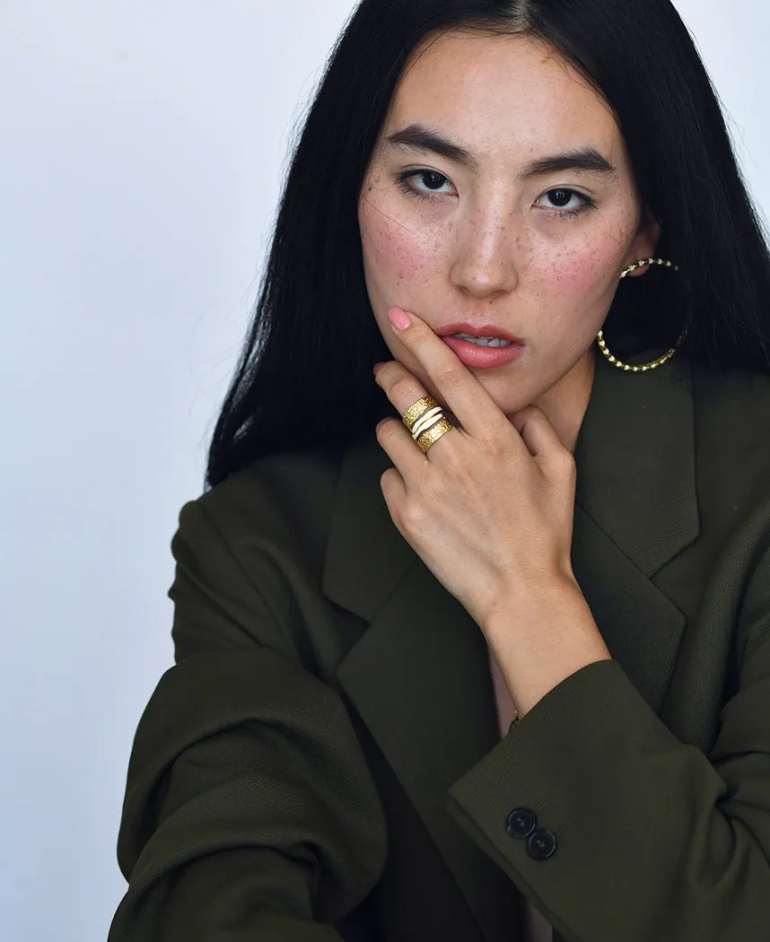 Pearl Enamel Ring Set