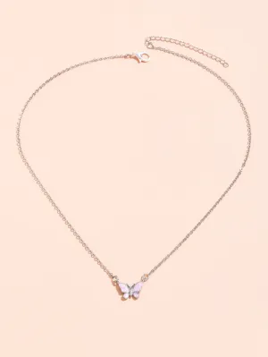 Pink Butterfly Charm Necklace for Women Jewelry for Women Gift for Her Necklace