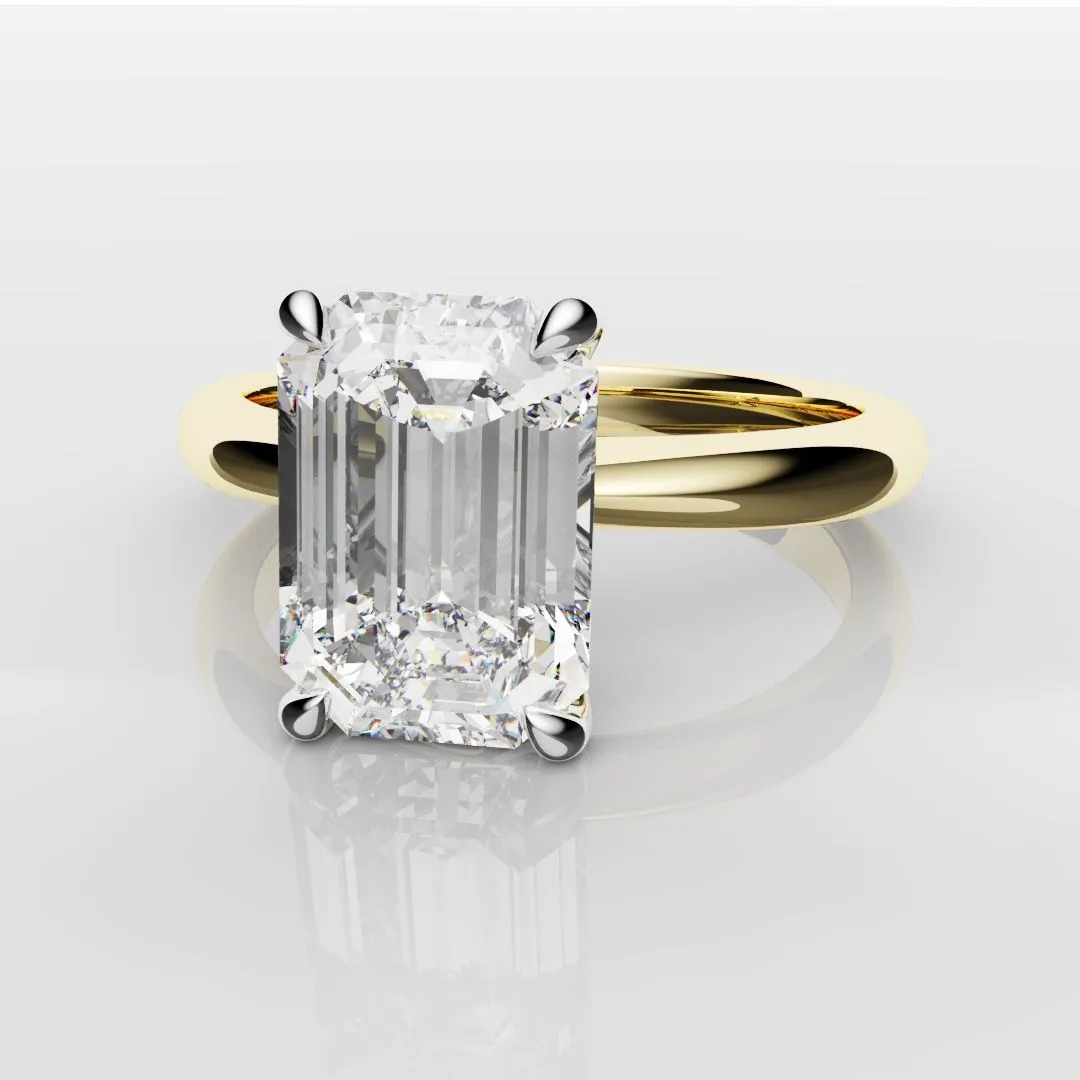 Platinum & 18ct Yellow Gold Emerald Cut Solitaire Engagement Ring