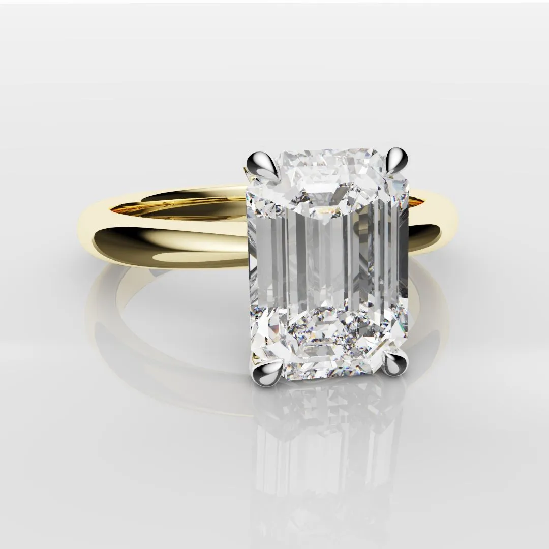 Platinum & 18ct Yellow Gold Emerald Cut Solitaire Engagement Ring