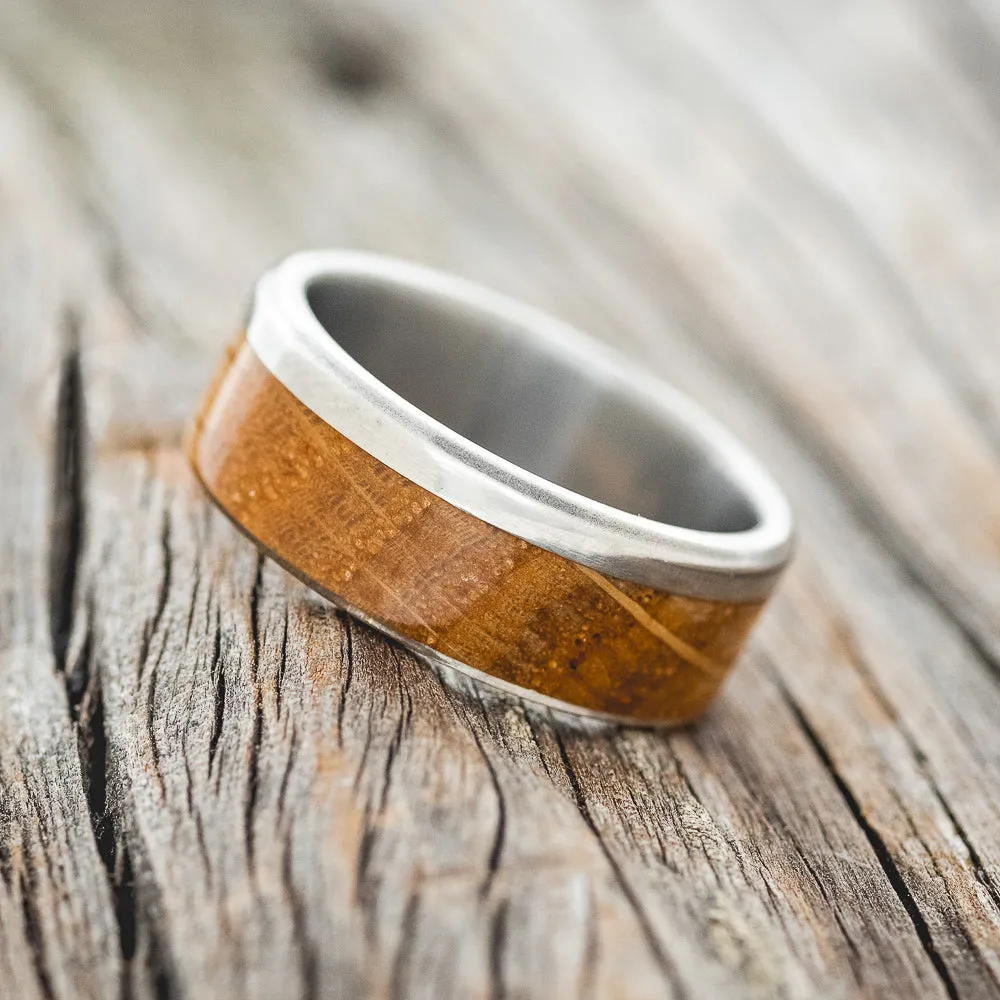 "EZRA" - WHISKEY BARREL WEDDING BAND - TITANIUM - SIZE 8 1/2