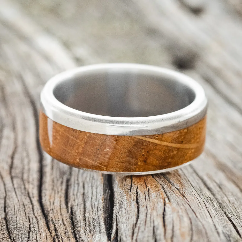 "EZRA" - WHISKEY BARREL WEDDING BAND - TITANIUM - SIZE 8 1/2