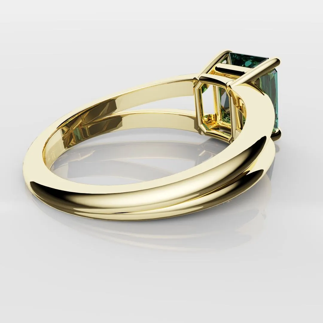 Radiant Cut Teal Sapphire Engagement Ring