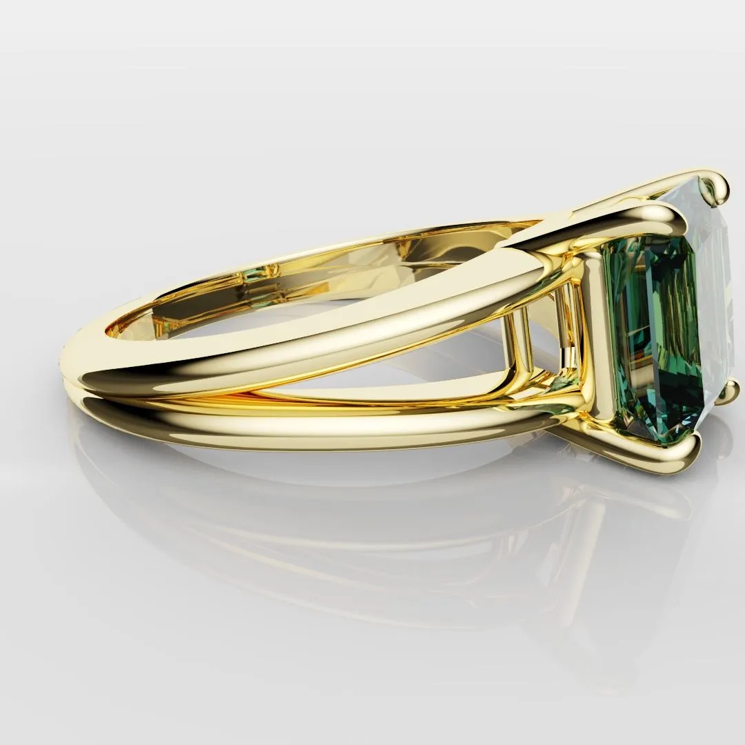 Radiant Cut Teal Sapphire Engagement Ring