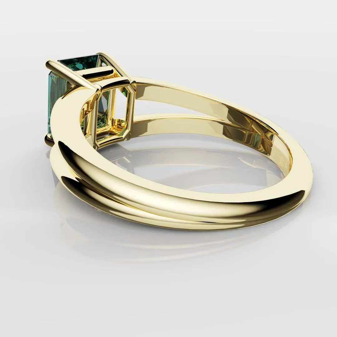 Radiant Cut Teal Sapphire Engagement Ring