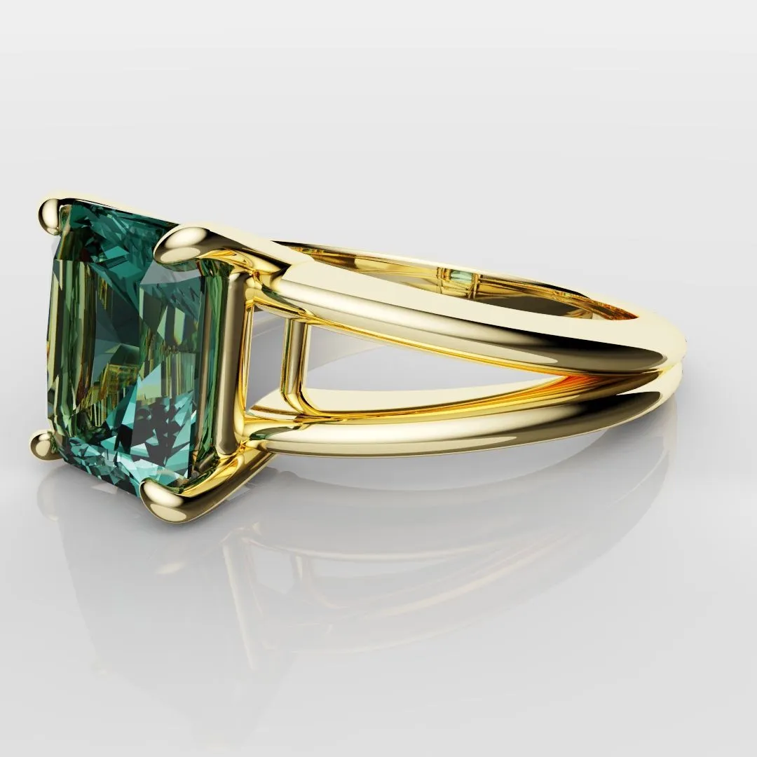 Radiant Cut Teal Sapphire Engagement Ring