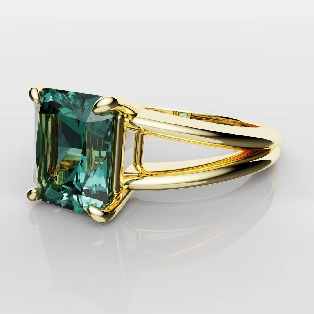 Radiant Cut Teal Sapphire Engagement Ring