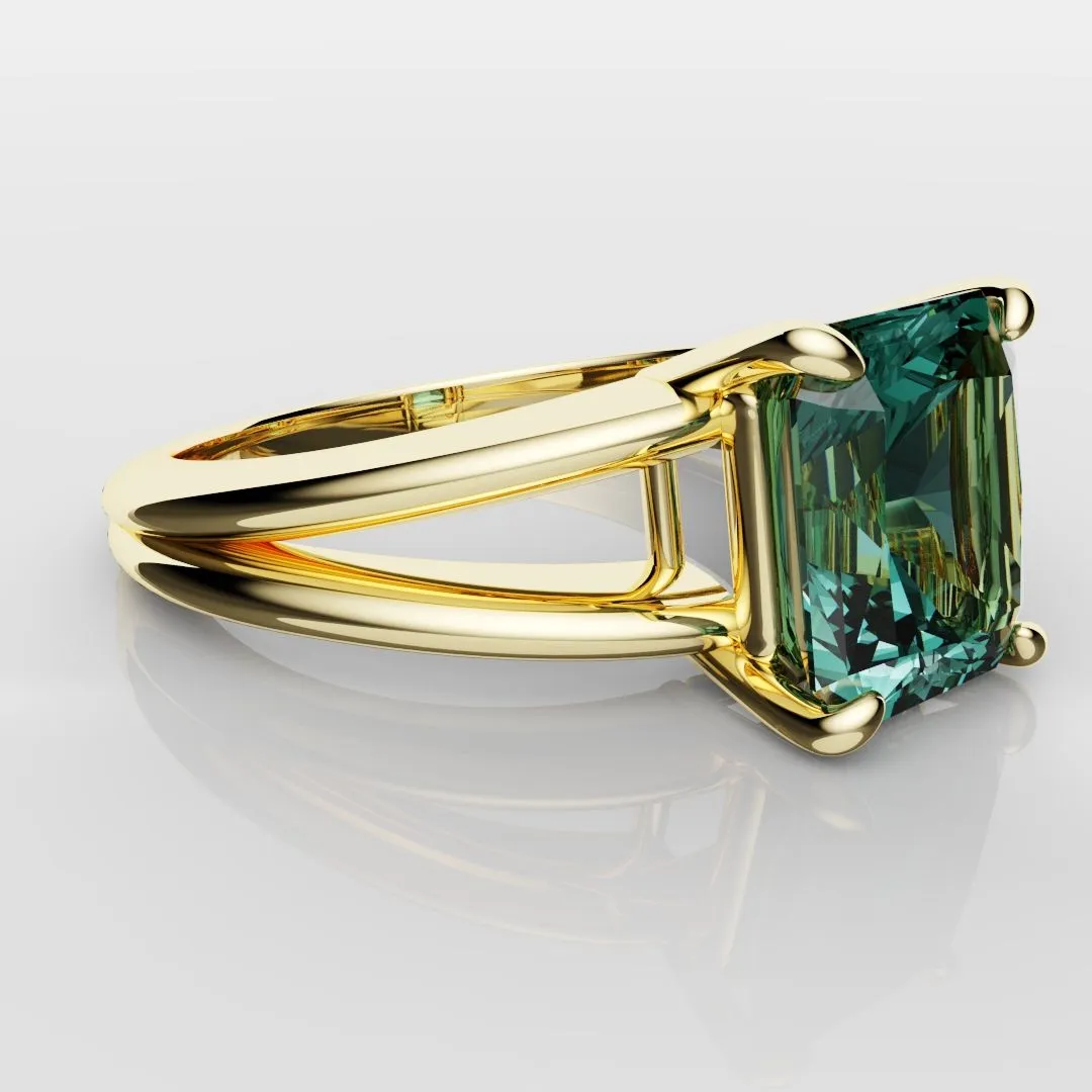 Radiant Cut Teal Sapphire Engagement Ring