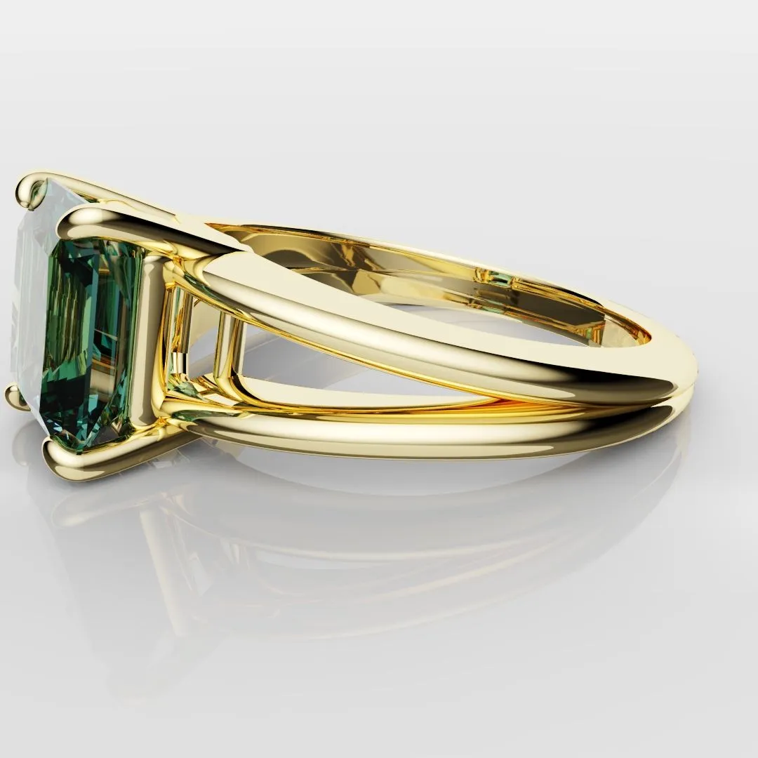 Radiant Cut Teal Sapphire Engagement Ring