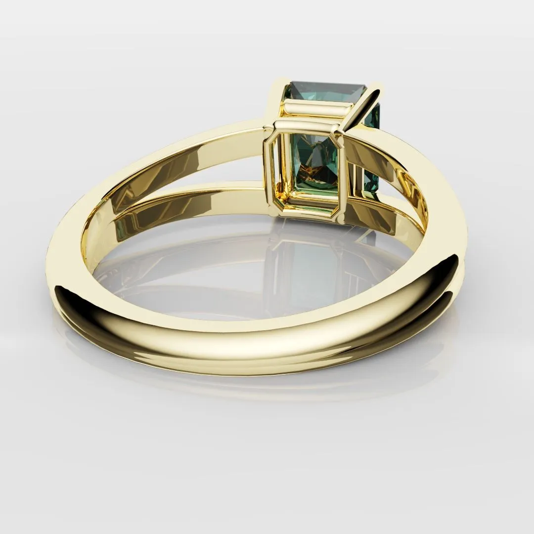 Radiant Cut Teal Sapphire Engagement Ring