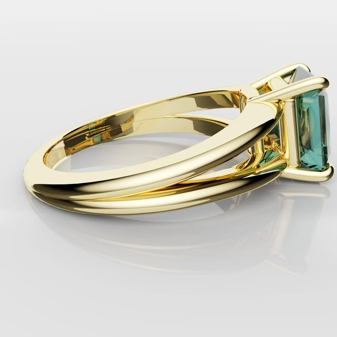 Radiant Cut Teal Sapphire Engagement Ring