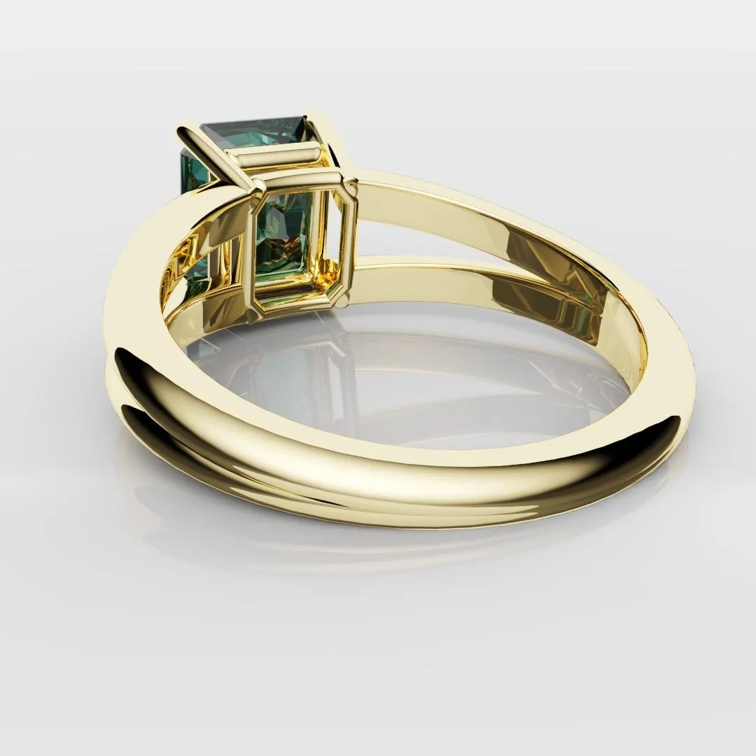Radiant Cut Teal Sapphire Engagement Ring