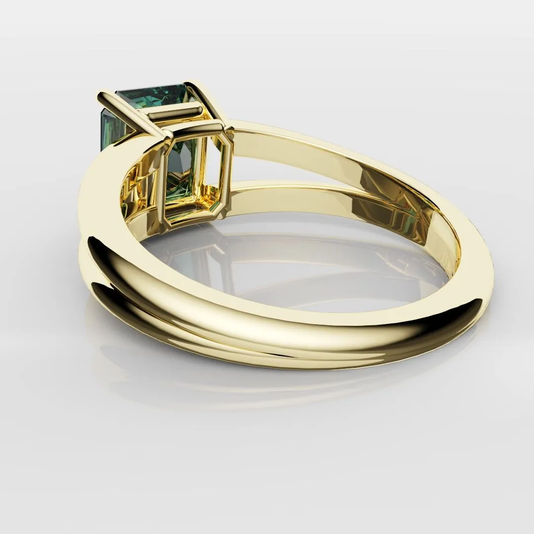 Radiant Cut Teal Sapphire Engagement Ring