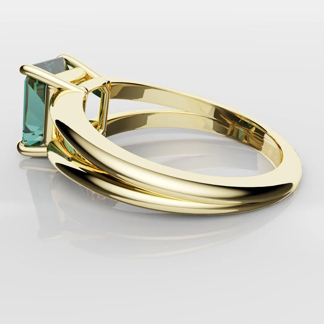 Radiant Cut Teal Sapphire Engagement Ring