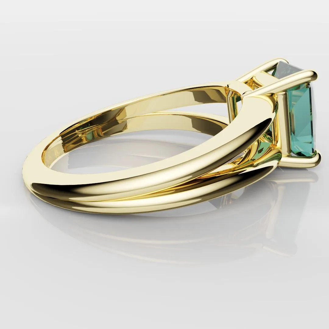 Radiant Cut Teal Sapphire Engagement Ring