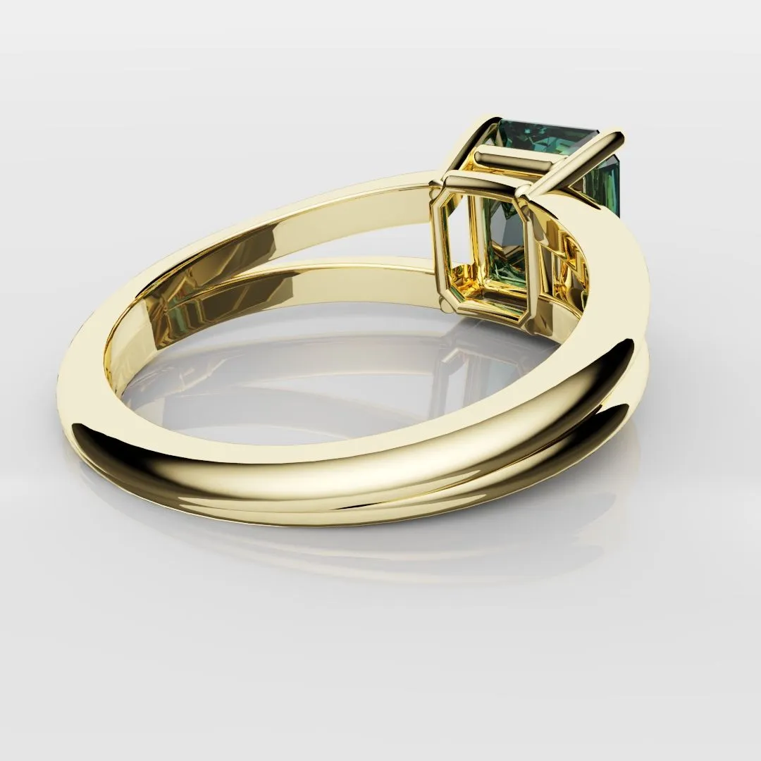 Radiant Cut Teal Sapphire Engagement Ring