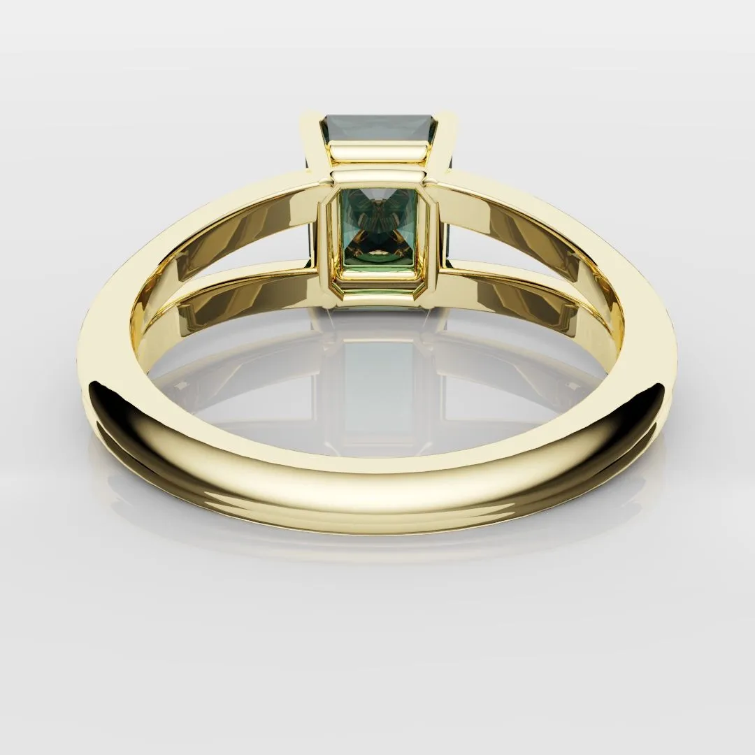Radiant Cut Teal Sapphire Engagement Ring