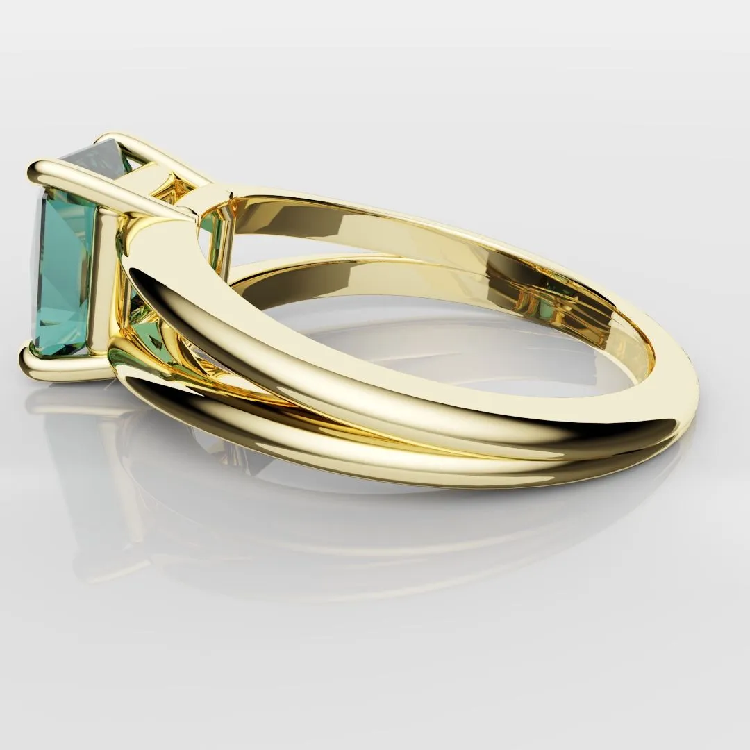 Radiant Cut Teal Sapphire Engagement Ring