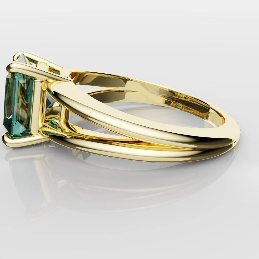 Radiant Cut Teal Sapphire Engagement Ring