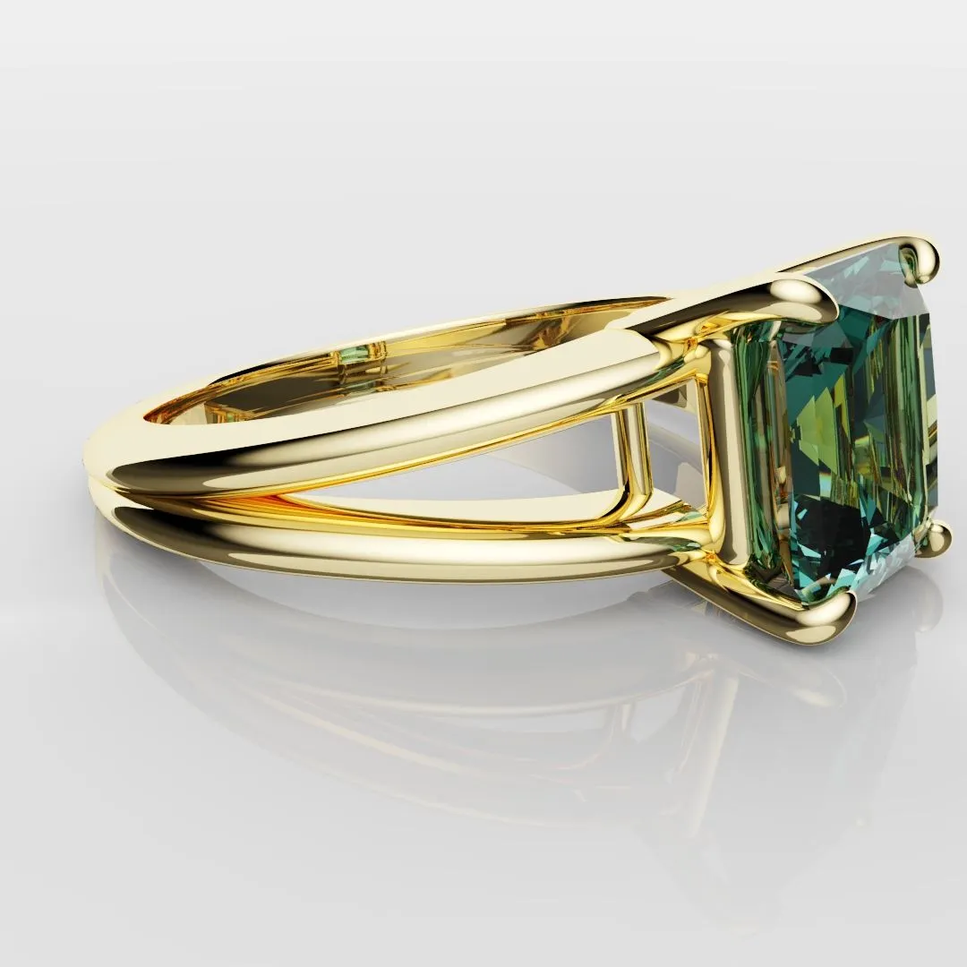 Radiant Cut Teal Sapphire Engagement Ring