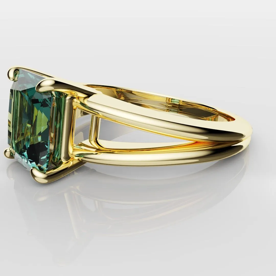Radiant Cut Teal Sapphire Engagement Ring
