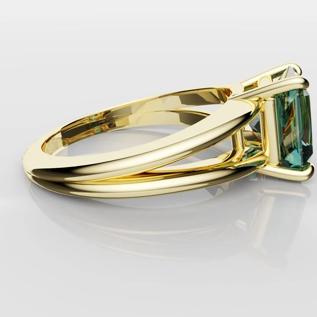 Radiant Cut Teal Sapphire Engagement Ring
