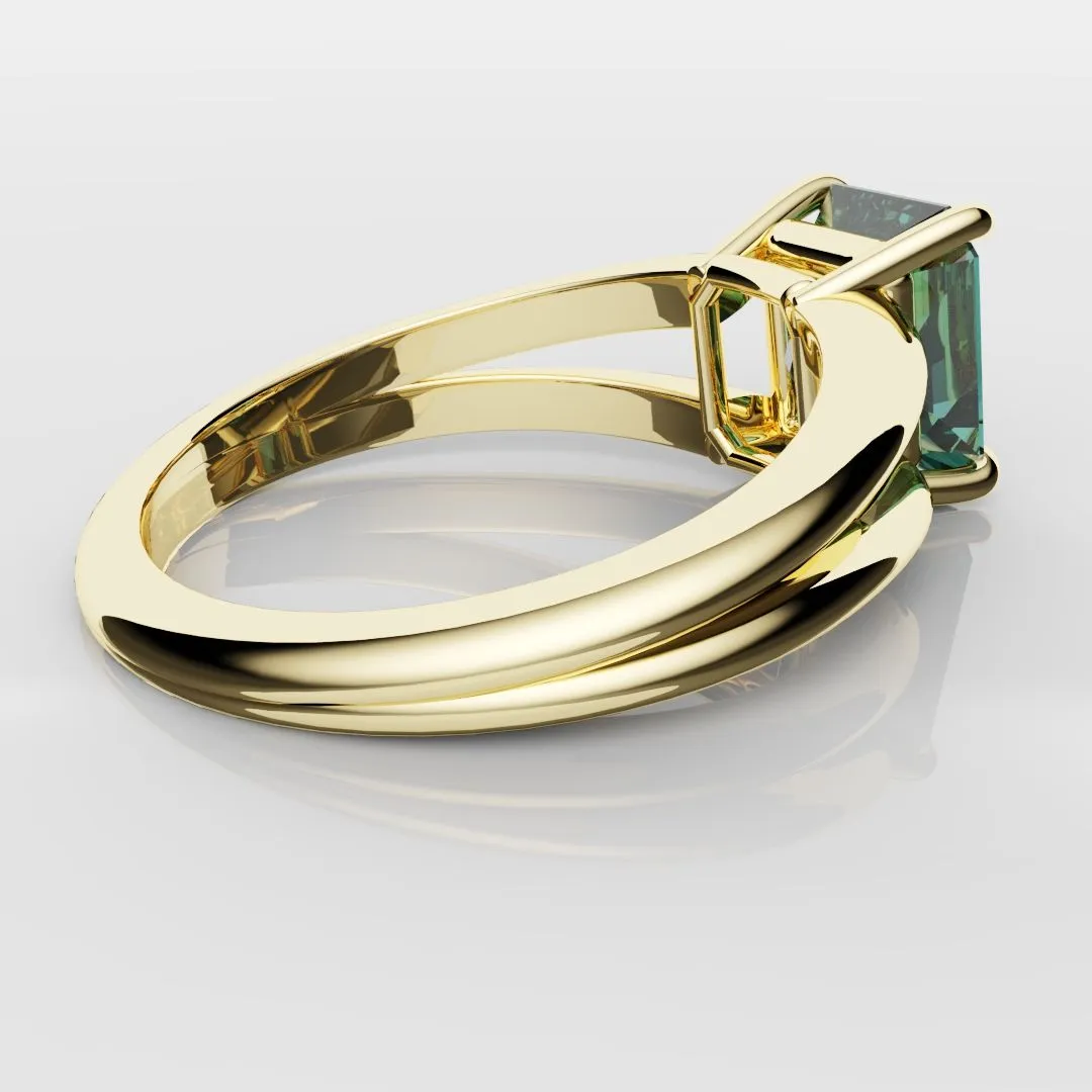 Radiant Cut Teal Sapphire Engagement Ring