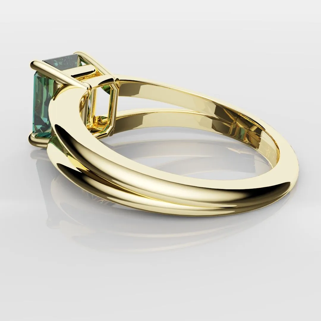 Radiant Cut Teal Sapphire Engagement Ring