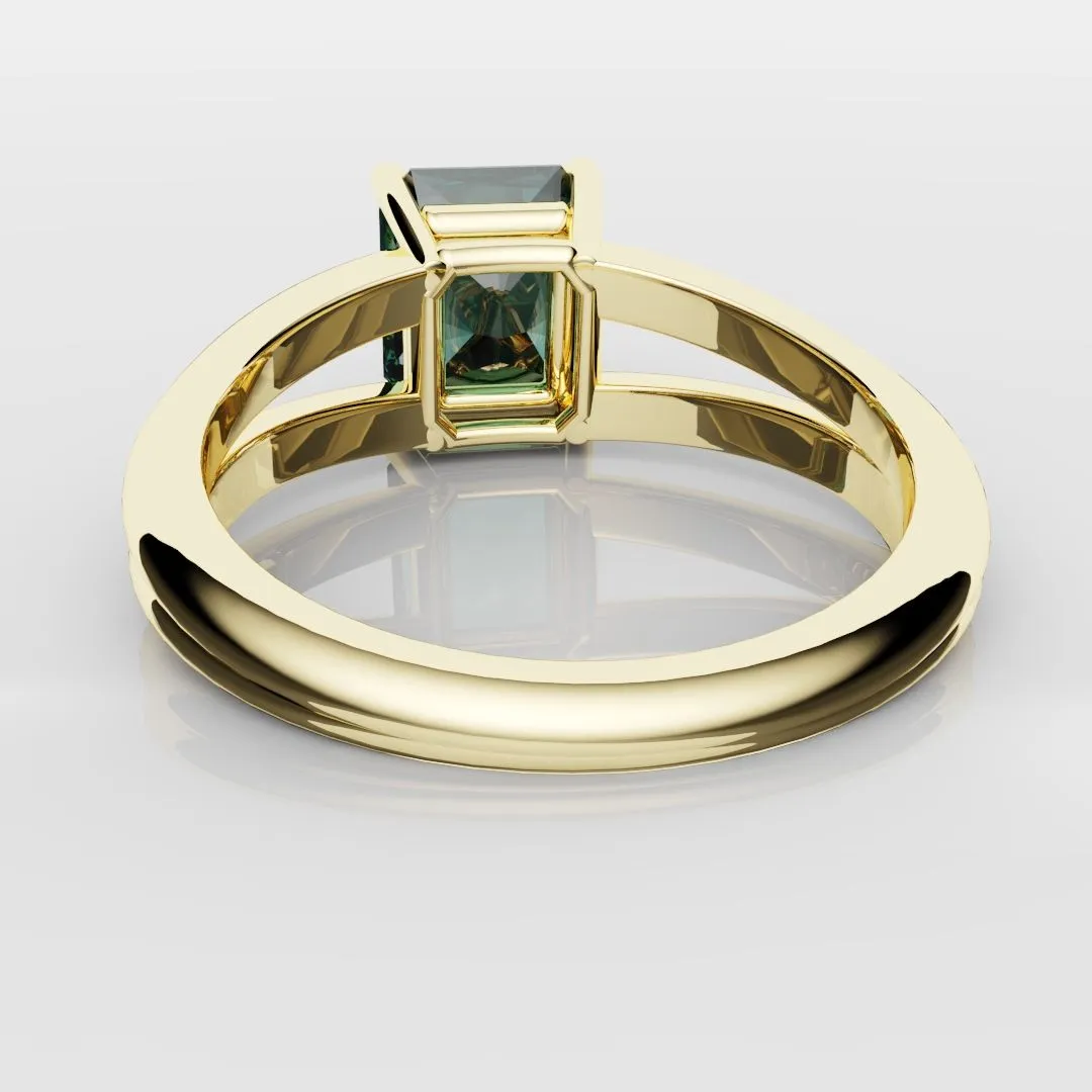 Radiant Cut Teal Sapphire Engagement Ring