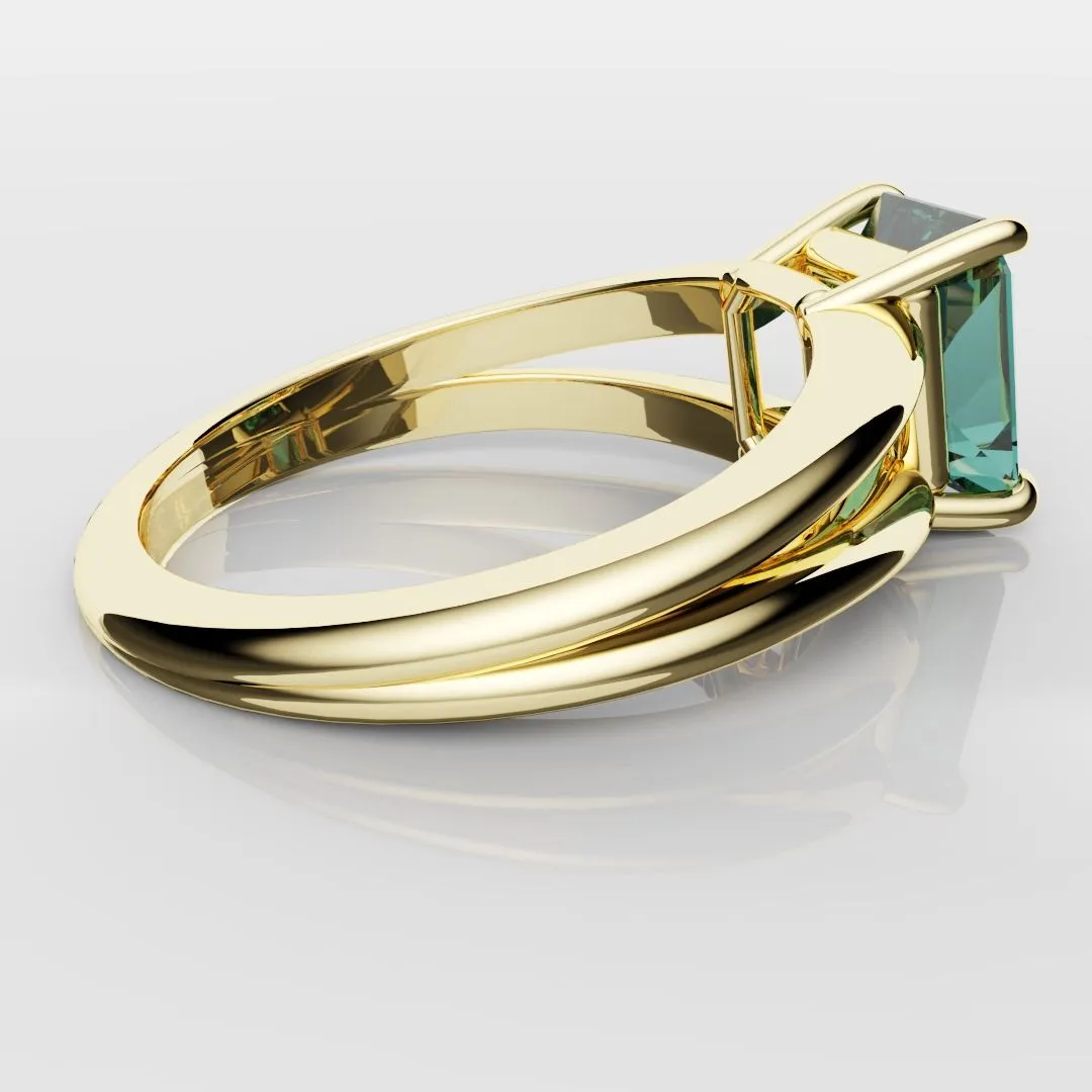 Radiant Cut Teal Sapphire Engagement Ring